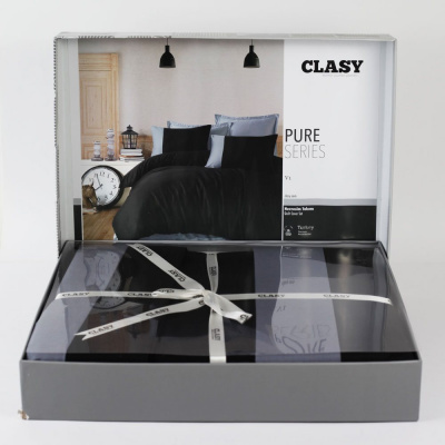 Постельное белье двухспальное хлопок, цвет черный однотонный "Clasy" Pure 45841
