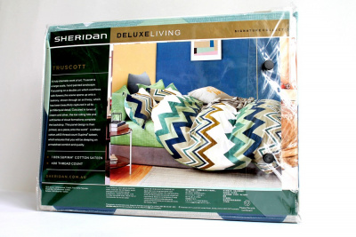 Постельное белье двухспальное хлопок, цвет ассорти зигзаги "Sheridan" Deluxe Living 28864