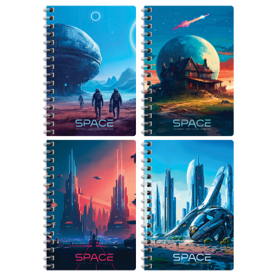 Записная книжка А6 120 листов на спирали, в клетку, картон "BG" Future style 3К6гр80 12796