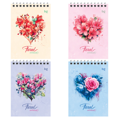 Блокнот А6, 40 листов, в клетку, на спирали BG Floral 58703