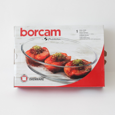 Форма для запекания, стекло, цвет прозрачный, 1,55л, 1шт "Borcam" Овальная 59084