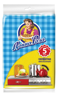Салфетка для уборки "Донна Роза" БС 25*38см вискоза, 5шт 07472