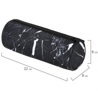 Пенал мягкий футляр корпусный двойной, черный/ с рисунком "Brauberg" Black marble 271569