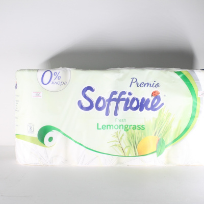 Туалетная бумага "Soffione" Fresh lemongrass, 3 слоя, 8шт 100518