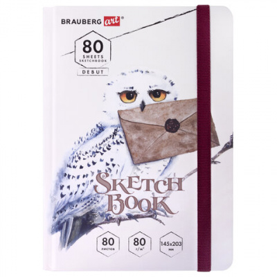 Скетчбук-для графики и маркеров , белый/блок, 64 листа на склейке "Brauberg" Debut Хогвартс 114581