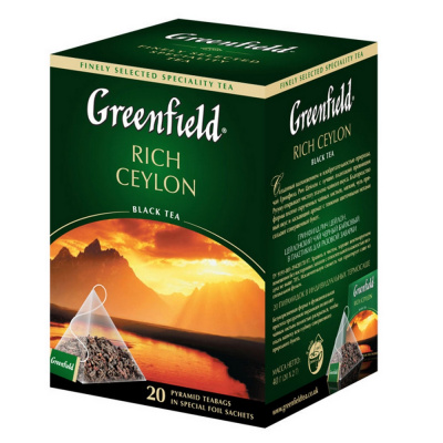 Чай крепкий черный, пакетированный, 20*2гр "Greenfield" Rich Ceylon 08986