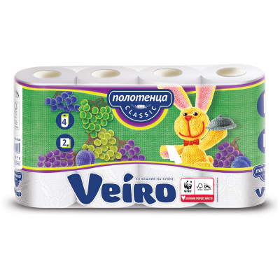 Полотенца бумажные "Veiro" Classic, 2 слоя, 4 рулона 93064