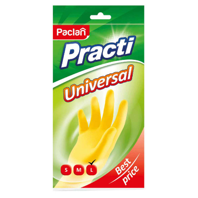 Перчатки для уборки "Paclan" Universal, L, резиновые, желтые 17650/602482
