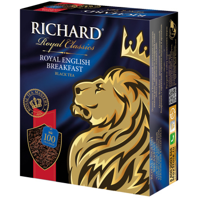 Чай крепкий черный, пакетированный, 100*2гр "Richard" Royal english breakfast 51778