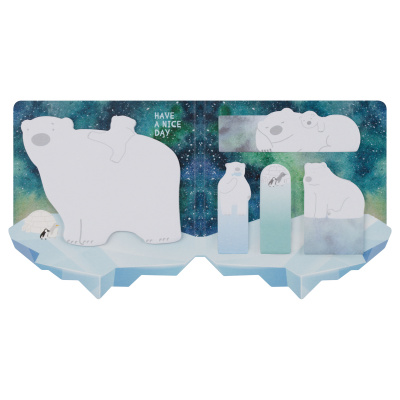 Закладки самоклеящиеся бумажные 82*90мм 20л*ассорти "Meshu" Polar Bears MS_64890
