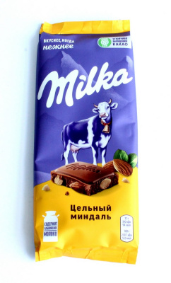 Плитка "Milka" Цельный миндаль, молочный шоколад, 85гр 73472
