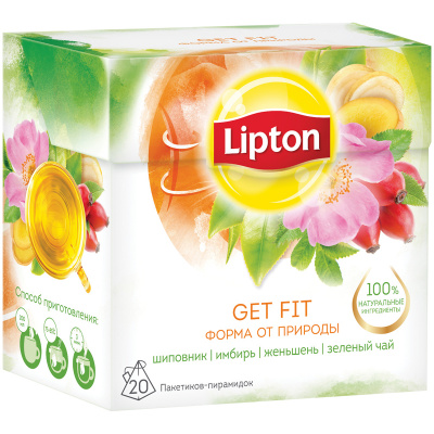 Чай крепкий черный, пакетированный, 20*1,8гр "Lipton" Get fit 31451
