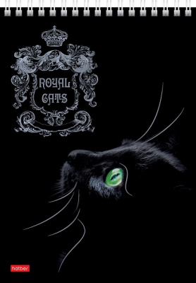 Блокнот А5, 80 листов, в клетку, на спирали "Hatber" Royal cats 12846