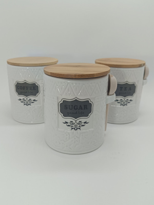 Банка для сыпучих продуктов керамика, 0,5л "Комби" Бамбук 3шт 20844