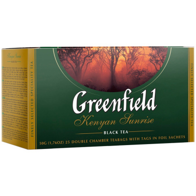 Чай крепкий черный, пакетированный, 25*2гр "Greenfield" Kenyan Sunrise 04896