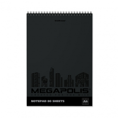Блокнот А4, 80 листов, в клетку, на спирали "Erich Krause" Megapolis 49813