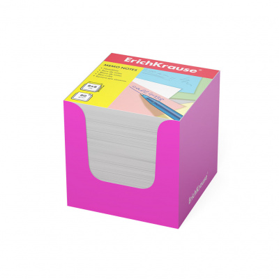 Бумага для заметок 8*8*8см, белая, бумажный бокс "Erich Krause" Pink 36988
