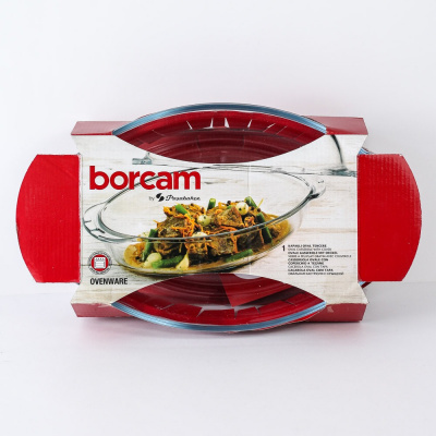 Форма для запекания, стекло, цвет прозрачный, 2,25л, 1шт "Borcam" С крышкой 59022