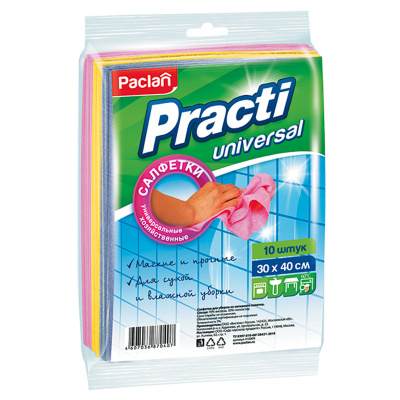 Салфетка для уборки "Paclan" Universal 30*40см вискоза, 10шт 70407