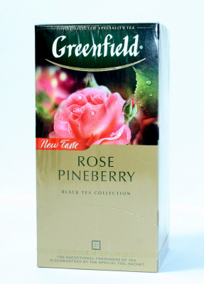 Чай крепкий черный, пакетированный, 25*1.5гр "Greenfield" Rose pineberry 17247