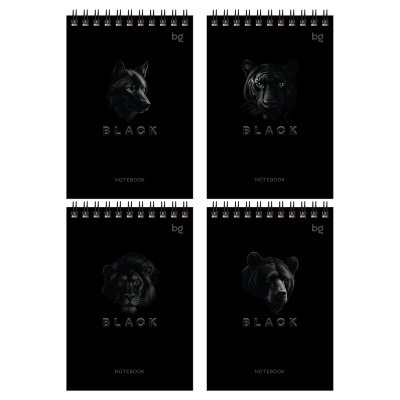 Блокнот А6, 60 листов, в клетку, на спирали "BG" Just black Б6гр60 07052
