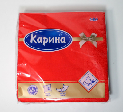 Салфетки бумажные "Карина" Однотонные, 2 слоя, 30шт 30463