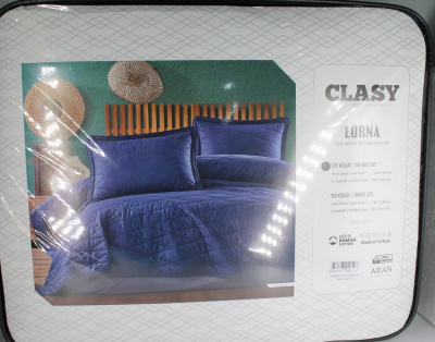 Покрывало с наволочками, 240*260см, хлопок, цвет синее "Clasy" Lorna 29527