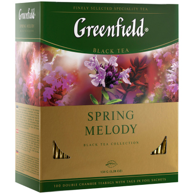 Чай крепкий черный, пакетированный, 100*1,5гр "Greenfield" Spring Melody 10651/620394