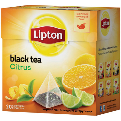 Чай крепкий черный, пакетированный, 20*1,8гр "Lipton" Citrus 29371