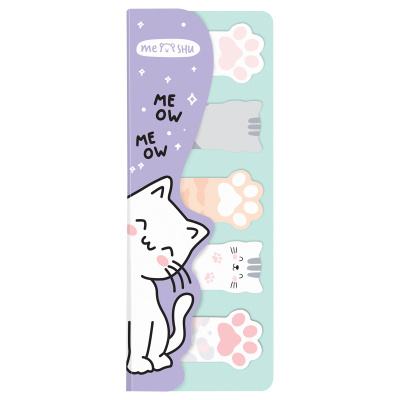Закладки самоклеящиеся бумажные фигурные 20л*ассорти "Meshu" Meow paw MS_54265