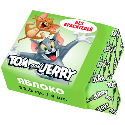 Жевательная конфета "Tom and jery" 1шт, яблоко, 11,5гр 74239