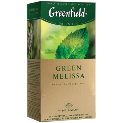 Чай зеленый, пакетированный, 25*1.5гр "Greenfield"  Green melissa 04353