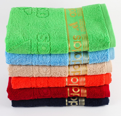 Полотенце для лица, 50*90см, цвет ассорти вышивка золотом, 1шт "Cotton towel"  70782