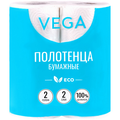 Полотенца бумажные "Vega" Eco, 2 слоя, 2 рулона 315622