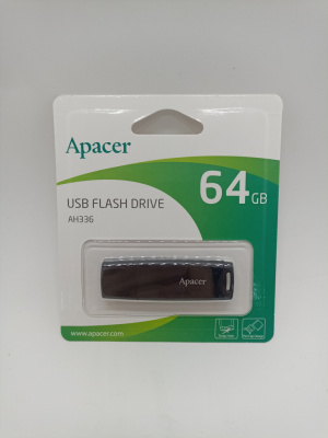 Флеш накопитель 64гб "Apacer" AH336 черный AP64GAH336B-1