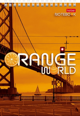 Блокнот А5, 80 листов, в клетку, на спирали "Hatber" Orange World 80Б5В1гр_29925