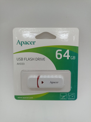 Флеш накопитель 64гб "Apacer" AH333 белый AP64GAH333W-1