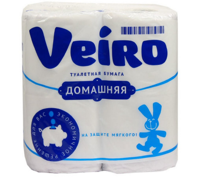 Туалетная бумага "Veiro" Домашняя, 2 слоя, 4шт 98472