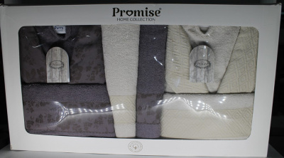 Набор 2 халата + 2 полотенце, S-XL, цвет ассорти, 4шт "Promise" БС 43621