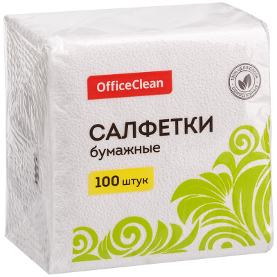 Салфетки бумажные "Office Clean" БС, 1 слой, 100шт 234358