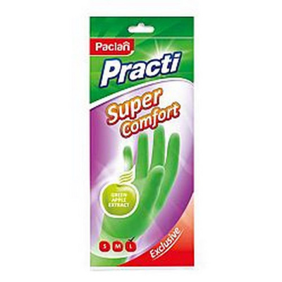 Перчатки для уборки "Paclan" Super Comfort, L, резиновые, зеленые 78830
