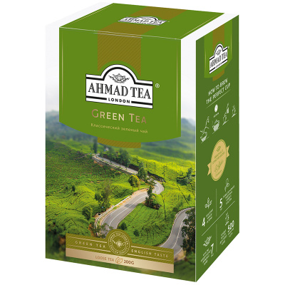 Чай зеленый, листовой, 200гр "Ahmad tea" "Зеленый чай" 13109