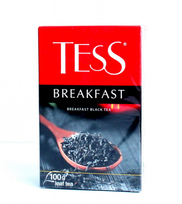 Чай крепкий черный, листовой, 100гр "Tess" Breakfast 014017