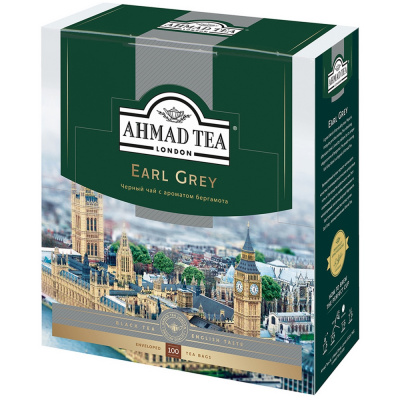 Чай крепкий черный, пакетированный, 100*2гр "Ahmad tea" "Earl grey" 05951