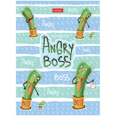 Записная книжка А6 64 листа на склейке, в линию, ламинированный картон "Hatber" Angry boss 23586