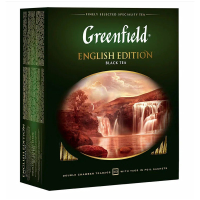 Чай крепкий черный, пакетированный, 100*2гр "Greenfield" English edition 13836