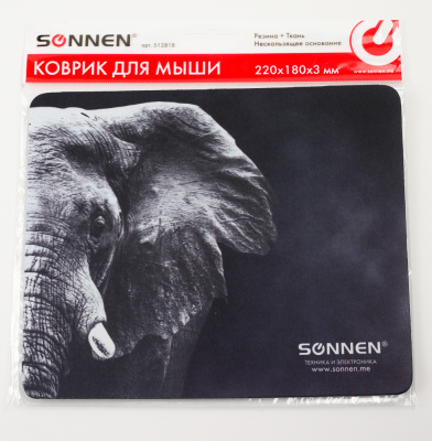 Коврик для мыши 220*180*0,3мм однотонный в ассортименте "Sonnen" Животные 512818