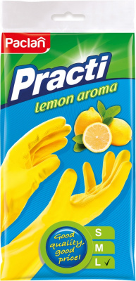 Перчатки для уборки "Paclan" Practi Lemon aroma, M, резиновые, желтые 50018