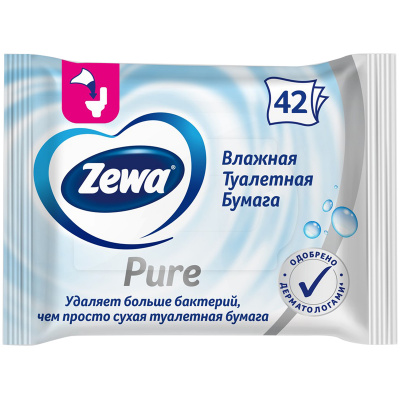 Влажная туалетная бумага "Zewa" Pure, 1 слой, 1шт 96582