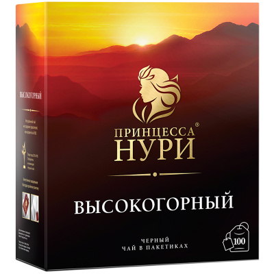 Чай крепкий черный, пакетированный, 100*2гр "Принцесса нури" Высокогорный 02014